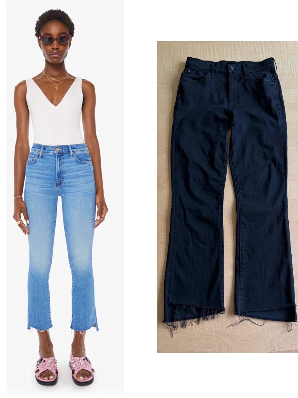 MOTHER The Insider Crop Step Fray Not Guilty Black Denim Jeans